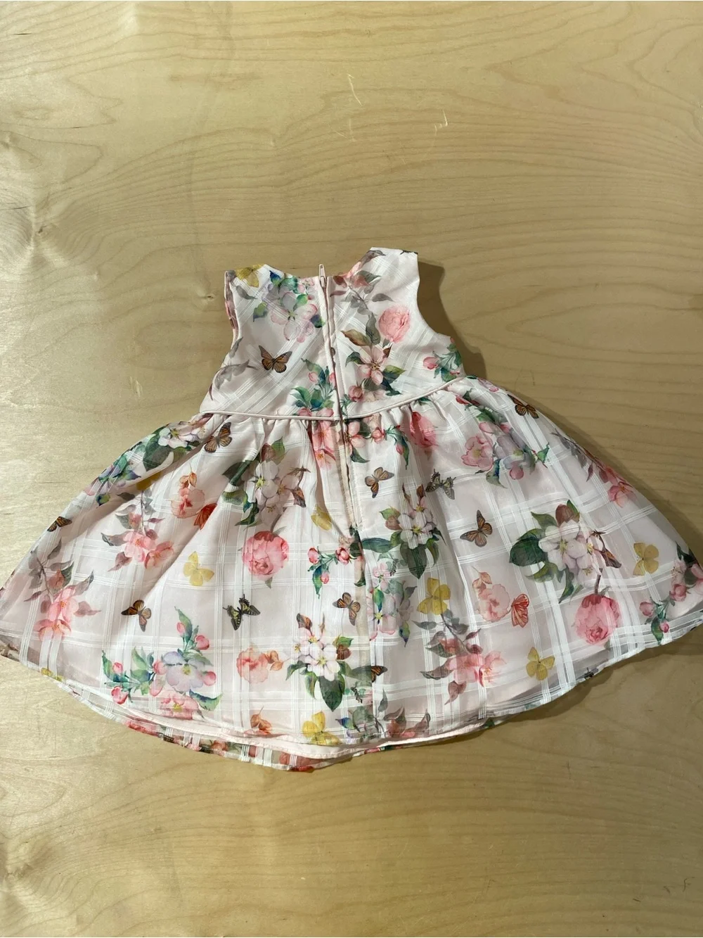 Rare Editions Pink Floral Organza Party Dress with Flower Accent 24 Months (RN)